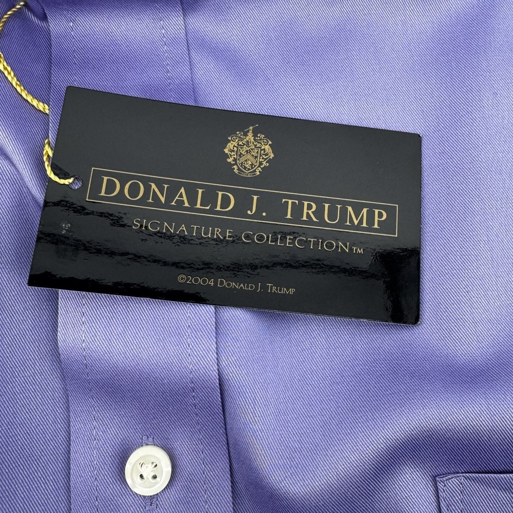 Donald J. Trump Dress Shirt Mens 16.5 32-33 Purple Dune Contrast Collar Twill - Picture 5 of 7